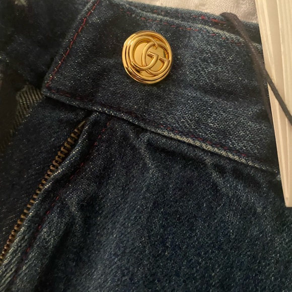 NWT GUCCI denim skirt with gold GG buttons, 70s mid length - Picture 5 of 6
